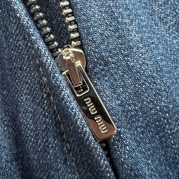 Miu Miu Sequin Embroidered Denim Skirt – Blue / Orange / Silver – Size 42 – NWT - Picture 8 of 10